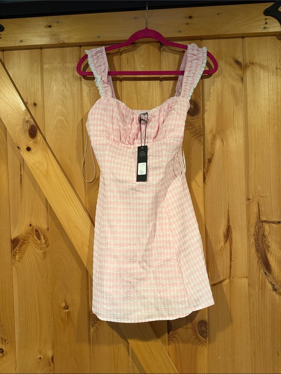 Fashion Nova Dresses & Skirts - Fashion Nova Pink Gingham Ruffle Strap Mini Dress